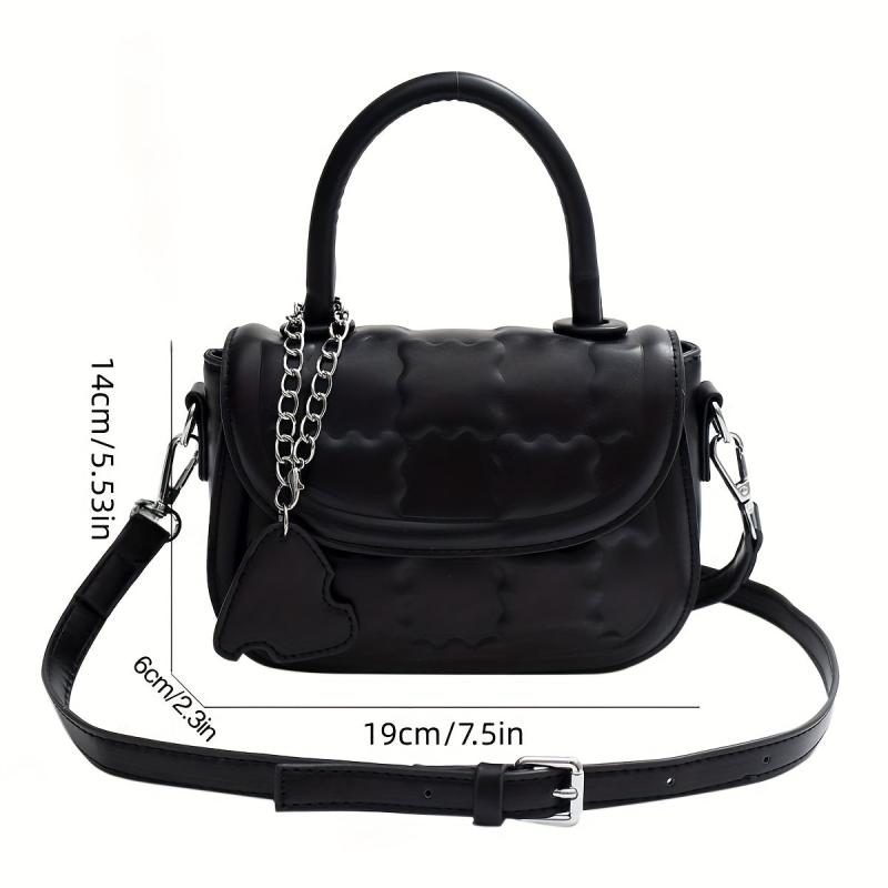 Mini Plaid Crossbody Handbag PU Leather Textured Bag Purse