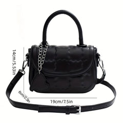 Mini Plaid Crossbody Handbag PU Leather Textured Bag Purse