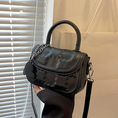 Mini Plaid Crossbody Handbag PU Leather Textured Bag Purse