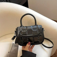 Mini Plaid Crossbody Handbag PU Leather Textured Bag Purse