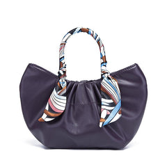 Stylish Ruched Handbag Women's Purse with Scarf Decor