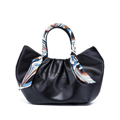 Stylish Ruched Handbag Women's Purse with Scarf Decor
