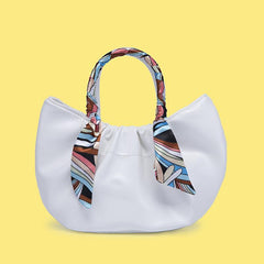 Stylish Ruched Handbag Women's Purse with Scarf Decor