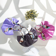 Stylish Ruched Handbag Women's Purse with Scarf Decor