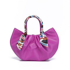 Stylish Ruched Handbag Women's Purse with Scarf Decor