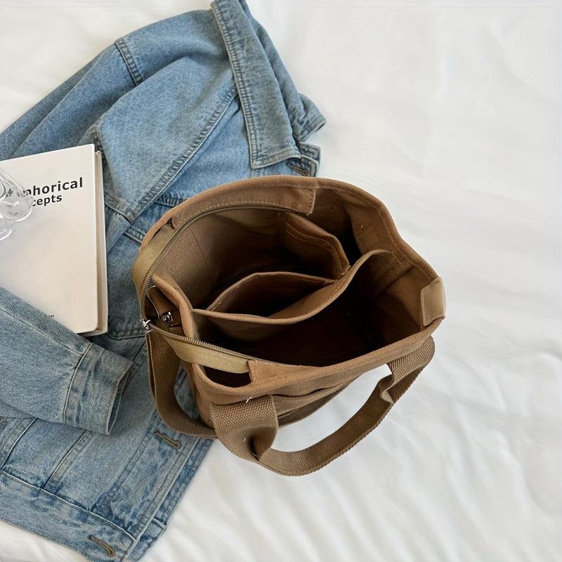 Minimalist Casual Canvas Shoulder Bag Vintage Satchel