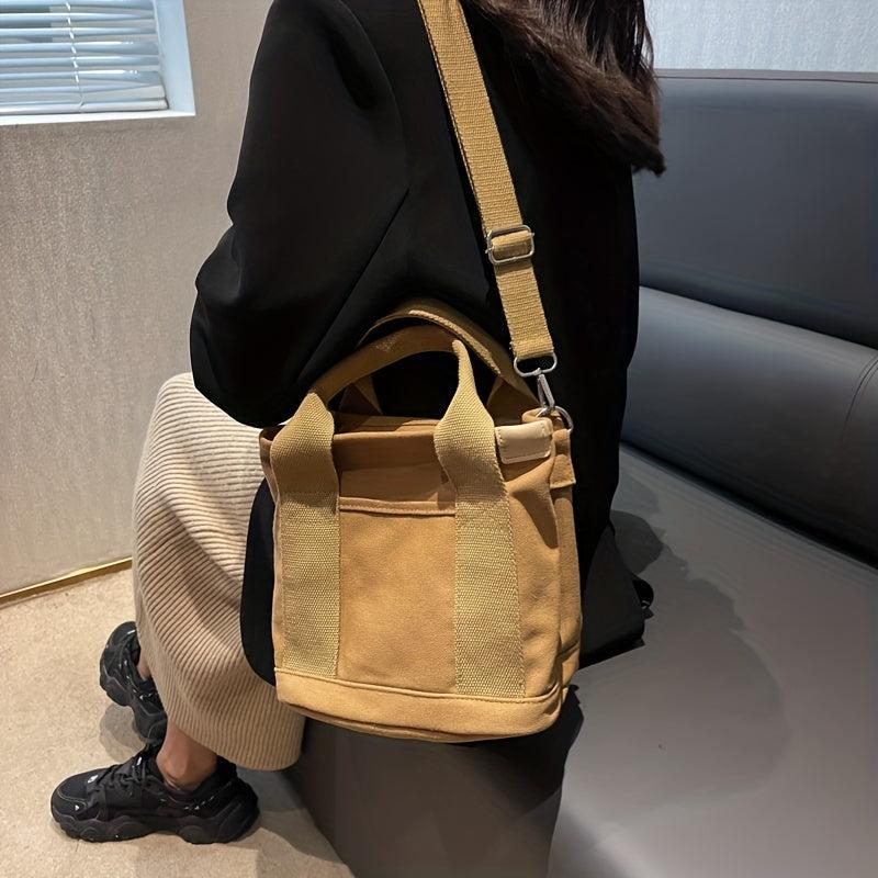 Minimalist Casual Canvas Shoulder Bag Vintage Satchel