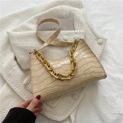 Crocodile Pattern Underarm Bag Vintage Shoulder Handbag