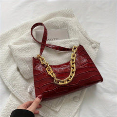 Crocodile Pattern Underarm Bag Vintage Shoulder Handbag