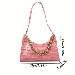 Crocodile Pattern Underarm Bag Vintage Shoulder Handbag
