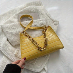 Crocodile Pattern Underarm Bag Vintage Shoulder Handbag