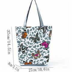 Butterfly Pattern Tote Bag Reusable Shopping Bag Casual Nylon Handbag