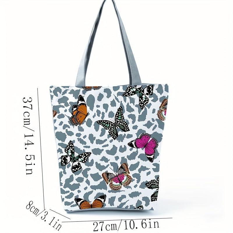 Butterfly Pattern Tote Bag Reusable Shopping Bag Casual Nylon Handbag