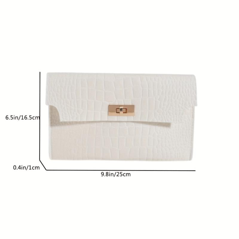 Crocodile Pattern Clutch Purse Woolen Flap Wallet