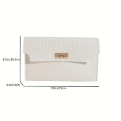 Crocodile Pattern Clutch Purse Woolen Flap Wallet