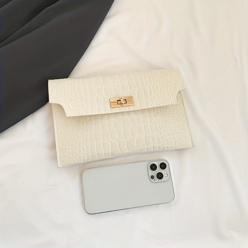 Crocodile Pattern Clutch Purse Woolen Flap Wallet