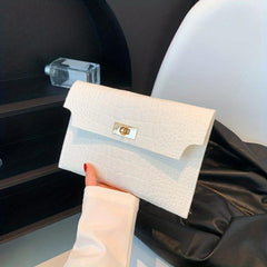 Crocodile Pattern Clutch Purse Woolen Flap Wallet