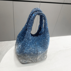 Ombre Rhinestone Evening Bucket Bag Clutch Purse for Wedding Party