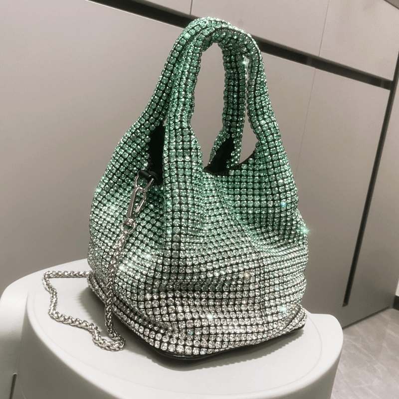 Ombre Rhinestone Evening Bucket Bag Clutch Purse for Wedding Party