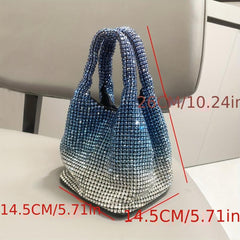 Ombre Rhinestone Evening Bucket Bag Clutch Purse for Wedding Party