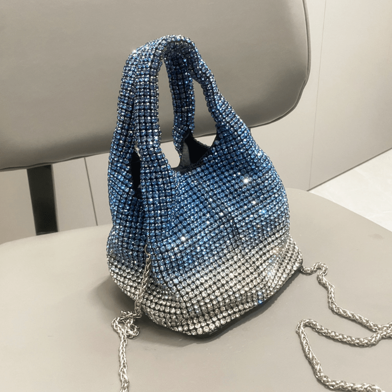 Ombre Rhinestone Evening Bucket Bag Clutch Purse for Wedding Party