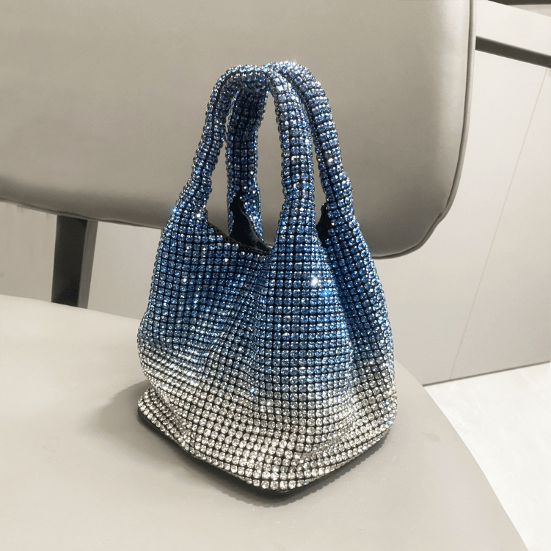 Ombre Rhinestone Evening Bucket Bag Clutch Purse for Wedding Party