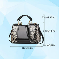 Sequin Decor Handbag PU Leather Crossbody Bag Women's Top Handle Purse