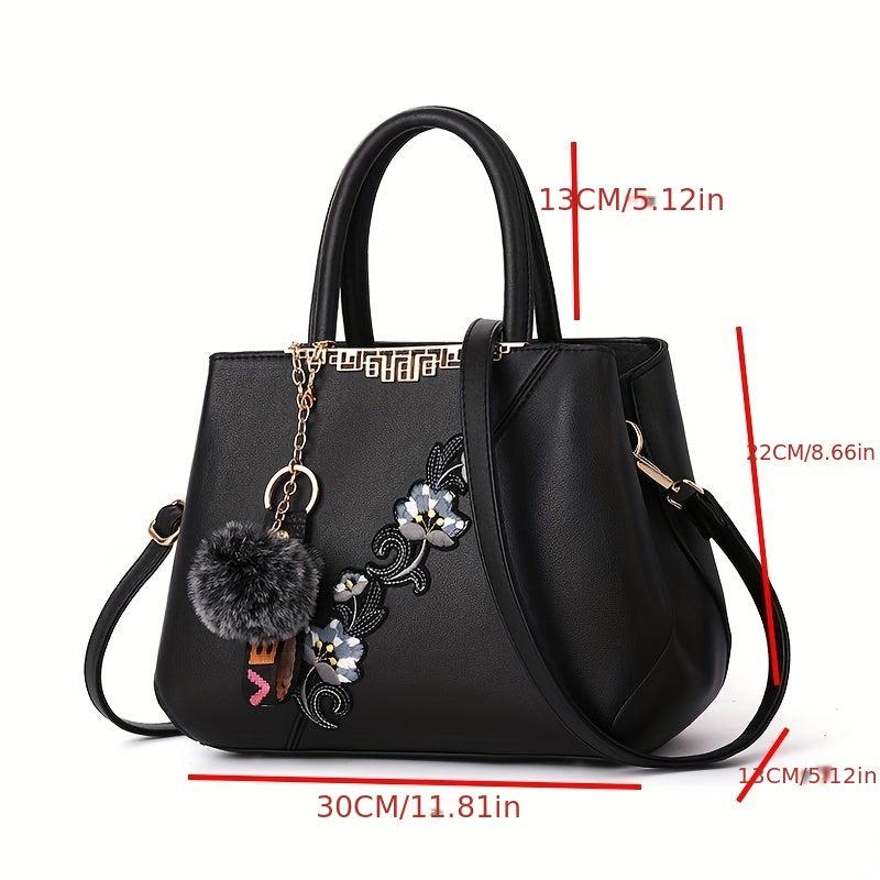 Classic Flower Embroidered Tote Bag