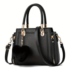 Minimalist Tote Satchel Bag with Pom Pom