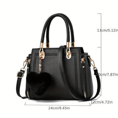 Minimalist Tote Satchel Bag with Pom Pom