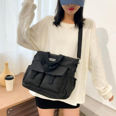 Casual Lightweight Solid Shoulder Bag Crossbody Bag with Side Pockets