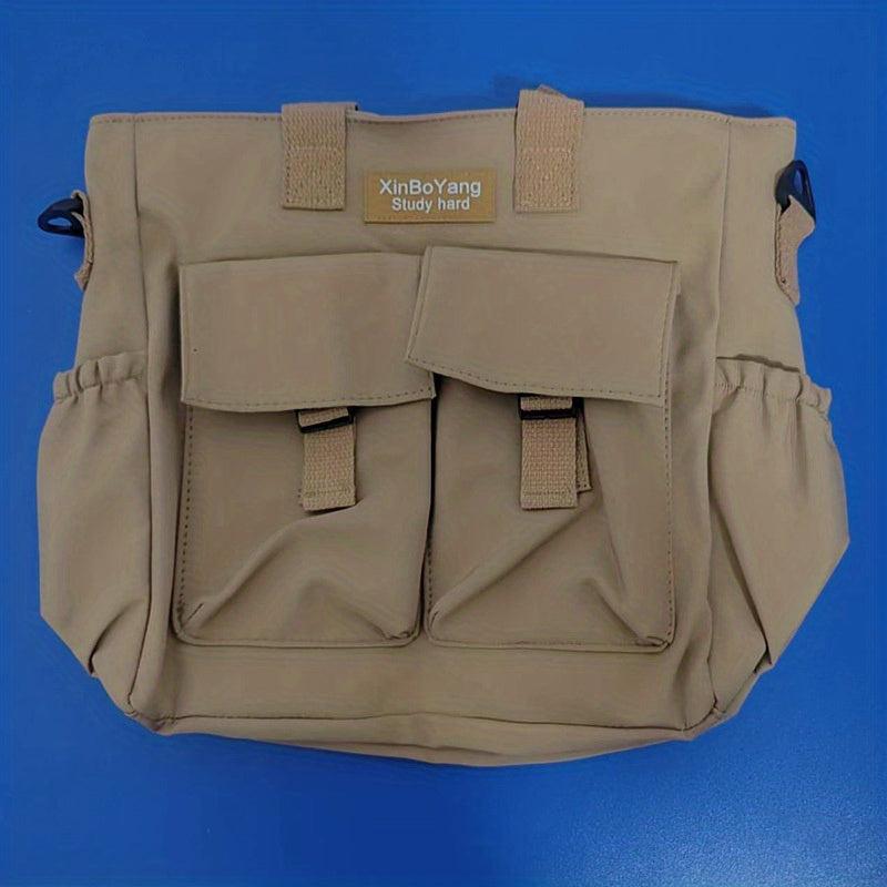 Casual Lightweight Solid Shoulder Bag Crossbody Bag with Side Pockets