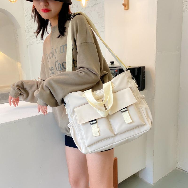 Casual Lightweight Solid Shoulder Bag Crossbody Bag with Side Pockets