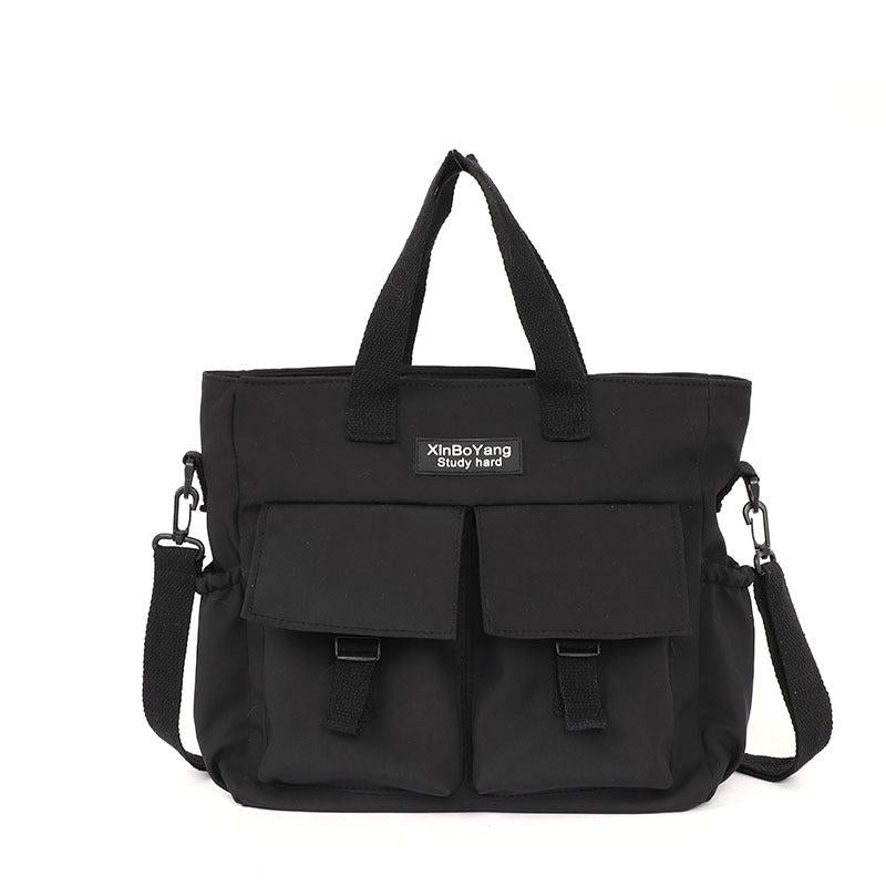 Casual Lightweight Solid Shoulder Bag Crossbody Bag with Side Pockets