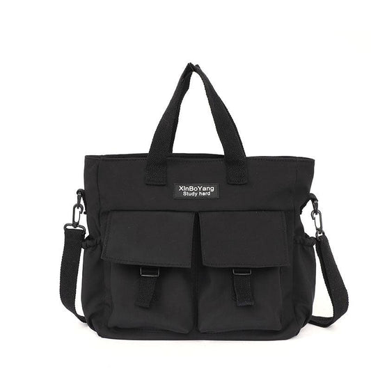 Casual Lightweight Solid Shoulder Bag Crossbody Bag with Side Pockets