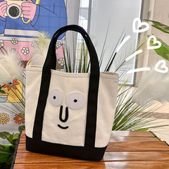 Funny Face Printed Large Capacity Tote Bag