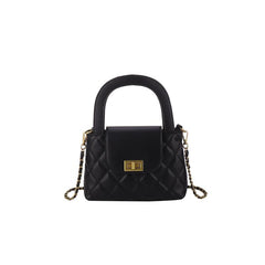 Quilted Satchel Bag Argyle Pattern Turn Lock Chain Handbag