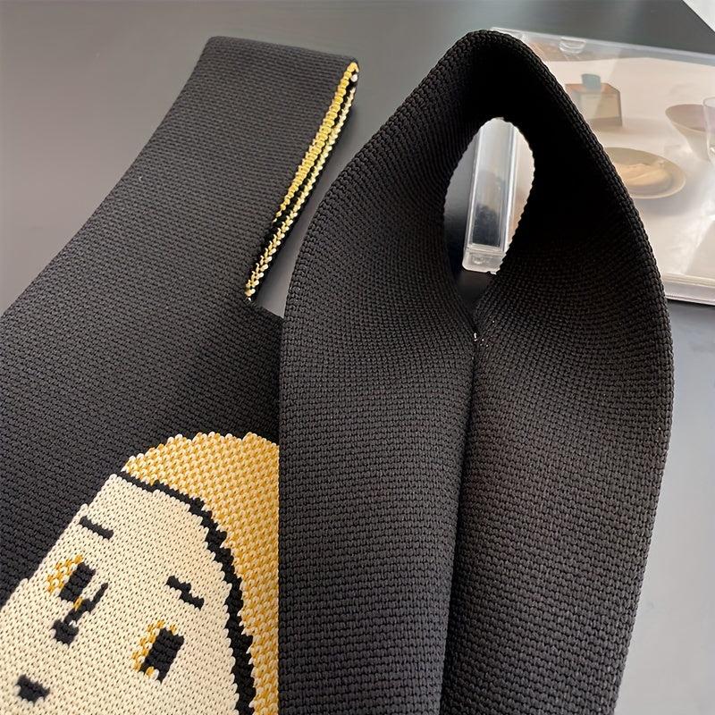 Pearl Girl Knitted Tote Handbag Art Wristlet Purse For Women