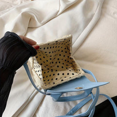 Mini Straw Woven Top Handle Crossbody Bag Summer Beach Bag