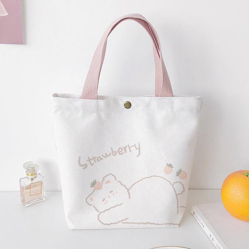 Cartoon Pattern Canvas Handbag Girls Tote Bag