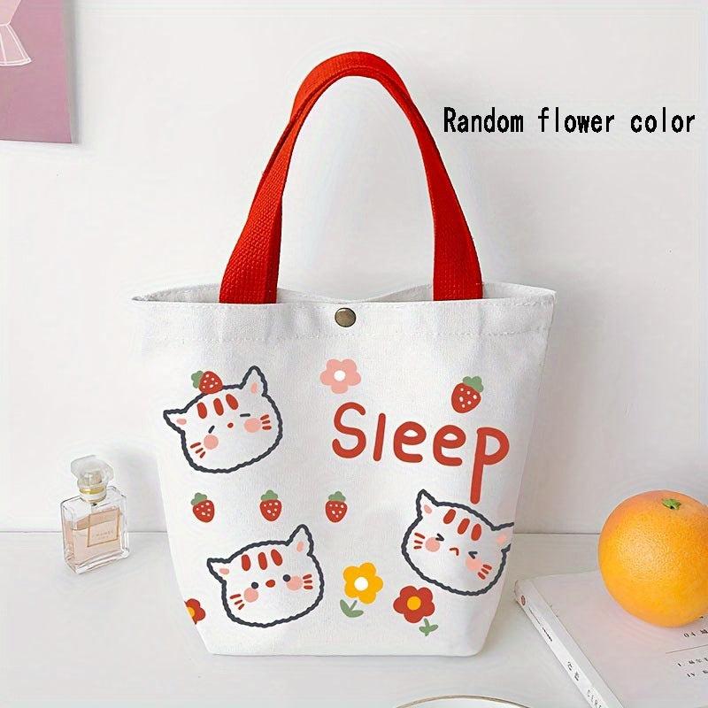 Cartoon Pattern Canvas Handbag Girls Tote Bag