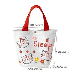 Cartoon Pattern Canvas Handbag Girls Tote Bag