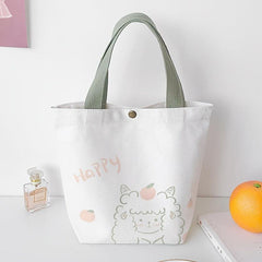Cartoon Pattern Canvas Handbag Girls Tote Bag