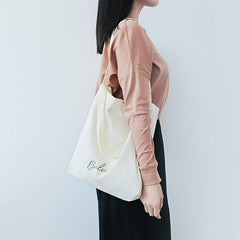 Letter Embroidery Canvas Tote Bag Large Capacity Hand Shopper Bag Shoulder Purse