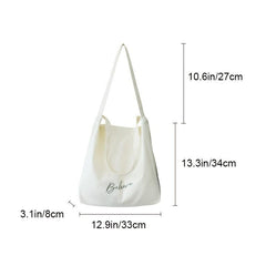 Letter Embroidery Canvas Tote Bag Large Capacity Hand Shopper Bag Shoulder Purse