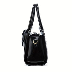 Classic Bowknot Crocodile-Embossed Satchel Bag for Work