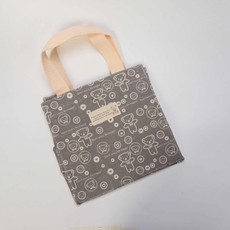 Bear Pattern Canvas Tote Bag Eco Reusable Shopping Portable Lunch Box Bag