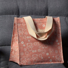 Bear Pattern Canvas Tote Bag Eco Reusable Shopping Portable Lunch Box Bag