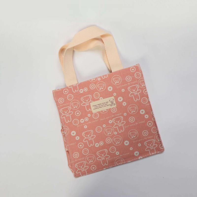 Bear Pattern Canvas Tote Bag Eco Reusable Shopping Portable Lunch Box Bag