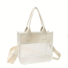 Stylish Transparent Tote Bag Letter Graphic Crossbody Women's Handbag